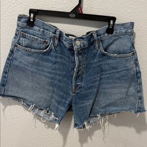 Agolde Parker Raw Hem Denim Shorts -  Blue